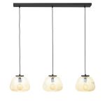 Brilliant Kaizen Colgante De Luz Vidrio Colgante De Luz Metal Negro Beige | Apta para 3x E27