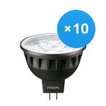 Multipack 10x Philips Master LED Foco GU5.3 MR16 7.5W 500lm 24D - 930 Luz Cálida | Mejor reproducción de color - Regulable - Reemplazo 50W
