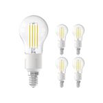Multipack 5x Calex Smart Tuya Wifi E14 Esférica 4.5W 450lm - 818-830 Ajustable Blanco | Regulable - Reemplazo 40W 
