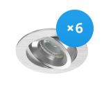 Multipack 6x Noxion Empotrado Spot Drome MR16 Ajustable Aluminium | Recorte 69mm - GU10 Casquillo