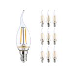 Multipack 10x Noxion Lucent LED E14 Punta torcida Vela con Filamento Clara 2.5W 250lm - 827 Luz muy Cálida | Reemplazo 25W
