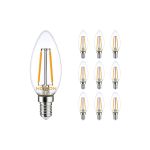 Multipack 10x Noxion Lucent LED E14 Vela con Filamento Clara 2.5W 250lm - 827 Luz muy Cálida | Regulable - Reemplazo 25W