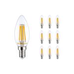 Multipack 10x Noxion Lucent LED E14 Vela con Filamento Clara 4.5W 470lm - 827 Luz muy Cálida | Reemplazo 40W