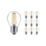 Multipack 10x Philips Master Value LED Lustre E27 Esférica con Filamento Clara 3.4W 470lm - 927 Luz muy Cálida | Mejor reproducción de color - Regulable - Reemplazo 40W