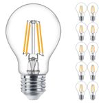 Multipack 10x Philips MASTER Value LED Bulbo E27 Pera Clara 3.4W 470lm - 927 Luz muy Cálida | Mejor reproducción de color - Regulable - Reemplazo 40W