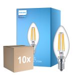 Multipack 10x Philips Corepro LED Vela E14 con Filamento Clara 6.5W 806lm - 827 Luz muy Cálida | Reemplazo 60W