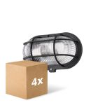 Multipack 4x D'Lite Luz De Pared Ecco Negro Oval | IP44 - Apta para 1x E27