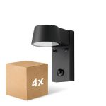 Multipack 4x D'Lite Luz De Pared Lira Negro 7W 600lm 830 Luz Cálida | IP54 - Sensor De Movimiento