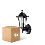 Multipack 4x D'Lite Luz De Pared Helora Negro | IP44 - Apta para 1x E27 - Sensor De Movimiento