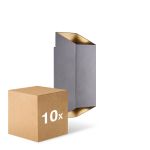Multipack 10x Nordlux Nico Luz De Pared Aluminium Antracita Up & Down | IP54 - Apta para 2x GU10