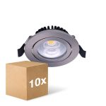 Multipack 10x Noxion LED Ajustable Slim Foco Plata Esférica 6W 550lm 60D - 927 Luz Muy Cálida | 85mm - IP54 - Regulable - Mejor Reproducción De Color