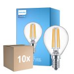 Multipack 10x Philips Corepro LED Lustre E14 Esférica con Filamento Clara 6.5W 806lm - 827 Luz muy Cálida | Reemplazo 60W