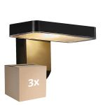 Multipack 3x Nordlux Solar Luz De Pared Rica Cuadrado Negro 4.5W 450lm - 830 Luz Cálida | Sensor de Movimiento y Luz