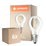 Multipack 6x Osram Classic LED E14 Esférica Con Filamento Clara 5.9W 806lm - 827 Luz Muy Cálida | Regulable - Reemplazo 60W