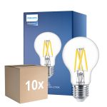 Multipack 10x Philips Master LED E27 Pera Con Filamento Clara 3.4W 470lm - 922-927 Dim To Warm | Mejor Reproducción De Color - Regulable - Reemplazo 40W
