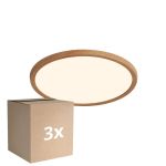 Multipack 3x Nordlux LED Luz de techo Oja 29 Madera 18W 1600lm - 827 Luz Muy Cálida | 3 Pasos Regulable 