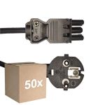 Multipack 50x Noxion GST - Compatible Cable de alimentación Negro - Hembra + Schuko Europlug - 2m - 3 pole 0.75mm2