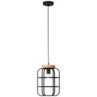 Brilliant Gwen Colgante De Luz Metal Madera Negro | 250mm - Apta para 1x E27
