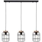 Brilliant Gwen Colgante De Luz Metal Madera Negro | Apta para 3x E27