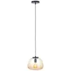 Brilliant Kaizen Colgante De Luz Vidrio Colgante De Luz Metal Negro Beige | 250mm - Apta para 1x E27