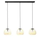 Brilliant Kaizen Colgante De Luz Vidrio Colgante De Luz Metal Negro Beige | Apta para 3x E27