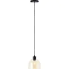 Brilliant Casto Colgante De Luz Vidrio Colgante De Luz Metal Negro Beige | 190mm - Apta para 1x E27