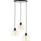 Brilliant Casto Colgante De Luz Vidrio Colgante De Luz Metal Negro Beige | 510mm - Apta para 3x E27