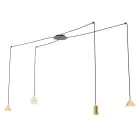 Emibig Colgante De Luz Fuji Acero Oro | Apta para 1x E14 - Max 10W, 1x GU10 - Max 10W, 2x GX53 - Max 10W