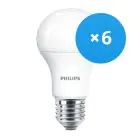 Multipack 6x Philips MASTER Value LED Bulbo E27 Pera Mate 7.8W 1055lm - 927 Luz muy Cálida | Mejor reproducción de color - Regulable - Reemplazo 75W