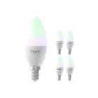 Multipack 5x Calex Smart Tuya Wifi E14 Vela 5W 470lm - 822-840 Ajustable Blanco | RGBW - Regulable - Reemplazo 40W