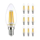 Multipack 10x Noxion Lucent LED E14 Vela con Filamento Clara 4.5W 470lm - 827 Luz muy Cálida | Regulable - Reemplazo 40W