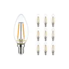 Multipack 10x Noxion Lucent LED E14 Vela con Filamento Clara 2.5W 250lm - 827 Luz muy Cálida | Regulable - Reemplazo 25W