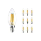 Multipack 10x Noxion Lucent LED E14 Vela con Filamento Clara 4.5W 470lm - 827 Luz muy Cálida | Reemplazo 40W