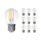 Multipack 10x Noxion Lucent Lustre LED E27 Esférica con Filamento Clara 4.5W 470lm - 827 Luz muy Cálida | Regulable - Reemplazo 40W