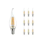 Multipack 10x Noxion Lucent LED E14 Punta torcida Vela con Filamento Clara 4.5W 470lm - 827 Luz muy Cálida | Regulable - Reemplazo 40W