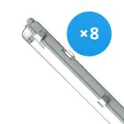 Multipack 8x Noxion Pantalla LED Estanca Alojamiento Poseidon V2.0 | Apta Para 2x120cm Tubo LED