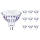 Multipack 10x Philips Master Value LED Foco GU5.3 MR16 7.5W 621lm 60D - 927 Luz muy Cálida | Mejor reproducción de color - Regulable - Reemplazo 50W
