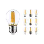 Multipack 10x Noxion Lucent LED E27 Esférica con Filamento Clara 4.5W 470lm - 827 Luz muy Cálida | Reemplazo 40W