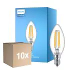 Multipack 10x Philips Corepro LED Vela E14 con Filamento Clara 6.5W 806lm - 827 Luz muy Cálida | Reemplazo 60W