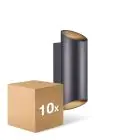 Multipack 10x Nordlux Nico Luz De Pared Aluminium Negro Up & Down | IP54 - Apta para 2x GU10