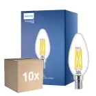 Multipack 10x Philips MASTER LED E14 Vela Con Filamento Clara 3.4W 470lm - 922-927 Dim To Warm | Mejor Reproducción De Color - Regulable - Reemplazo 40W