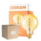 Multipack 4x Osram Vintage 1906 LED E27 Globe Con Filamento Goud 125mm 4W 300lm - 820 Zeer Warm Wit | Dimbaar - Vervangt 28W