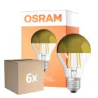Multipack 6x Osram Classic LED E27 Pera Con Filamento Mirror Oro 4W 400lm - 827 Luz Muy Cálida | Reemplazo 35W