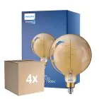 Multipack 4x Philips Classic LED Globe E27 200mm con Filamento Oro 7W 470lm - 818 Luz muy Cálida | Regulable - Reemplazo 40W