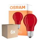 Multipack 6x Osram LED Star Classic Decor E27 Pera Con Filamento Mate 2.5W 45lm - Rojo | Reemplazo 7W