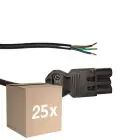 Multipack 25x Noxion GST - Compatible Cable de alimentación Negro - Macho + Extremos abiertos - 0,3m - 3 pole 0,75mm2