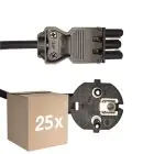 Multipack 25x Noxion GST - Compatible Cable de alimentación Negro - Hembra + Schuko Europlug - 2m - 3 pole 0.75mm2
