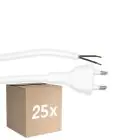 Multipack 25x Noxion Euro Cable de alimentación - C7 Europlug + Extremos abiertos - Blanco 2m - 2 pole 0,75mm2
