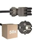 Multipack 50x Noxion GST - Compatible Cable de alimentación Negro - Hembra + Schuko Europlug - 3m - 3 pole 0.75mm2