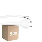 Multipack 50x Noxion Euro Cable de alimentación - C7 Europlug + Extremos abiertos - Blanco 2m - 2 pole 0,75mm2